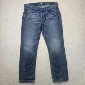 7 For All Mankind Men's Size 36 Standard Straight Leg Fit Blue Jeans Ankle
